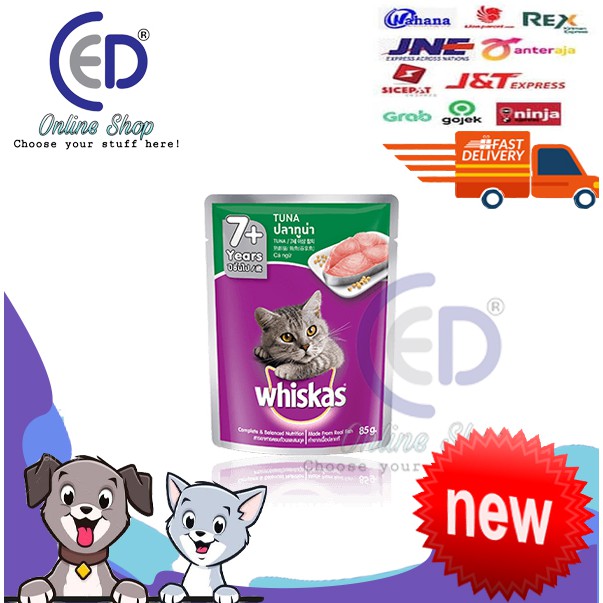 MAKANAN KUCING WHISKAS POUCH TUNA SENIOR 7+ 85GR