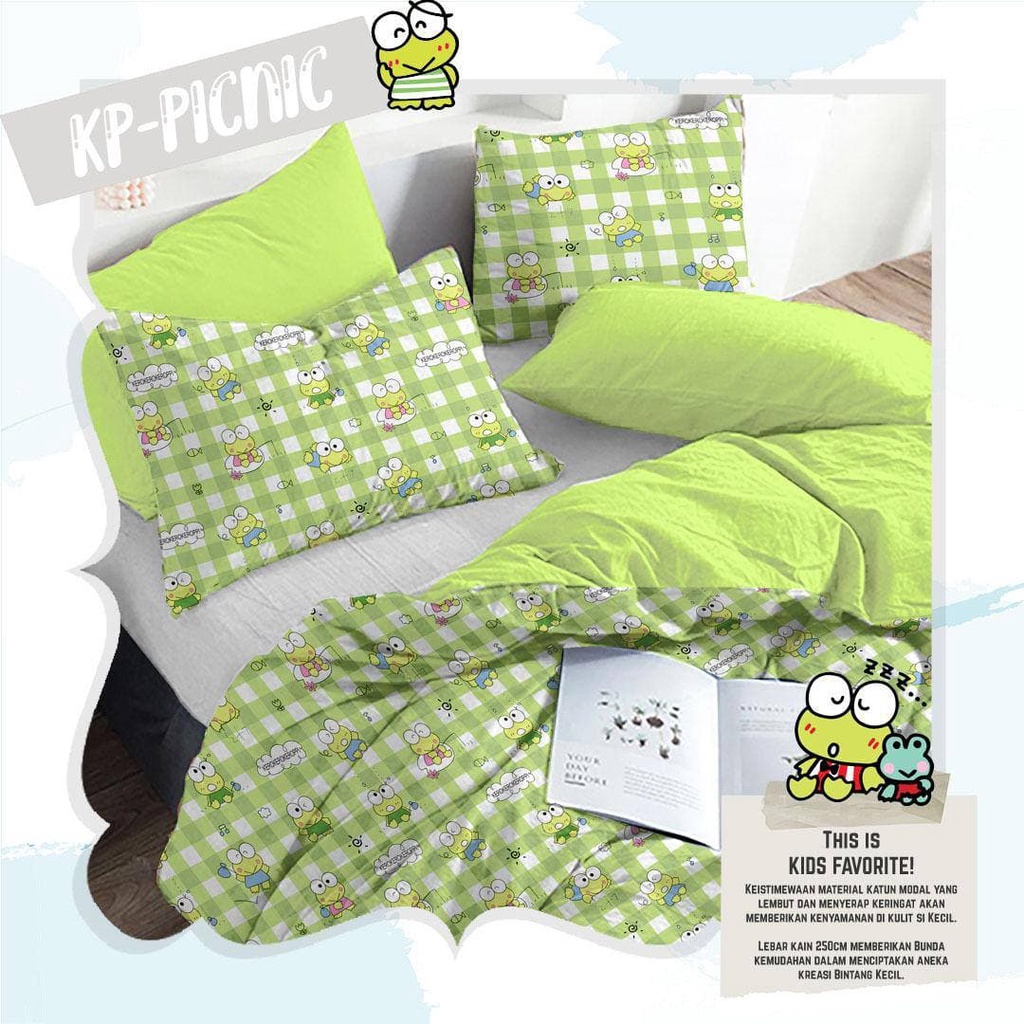 KONICO kain Katun sprei Meteran Motif karakter anak KEROP KODOK Tabur Star Esra Grow Catra