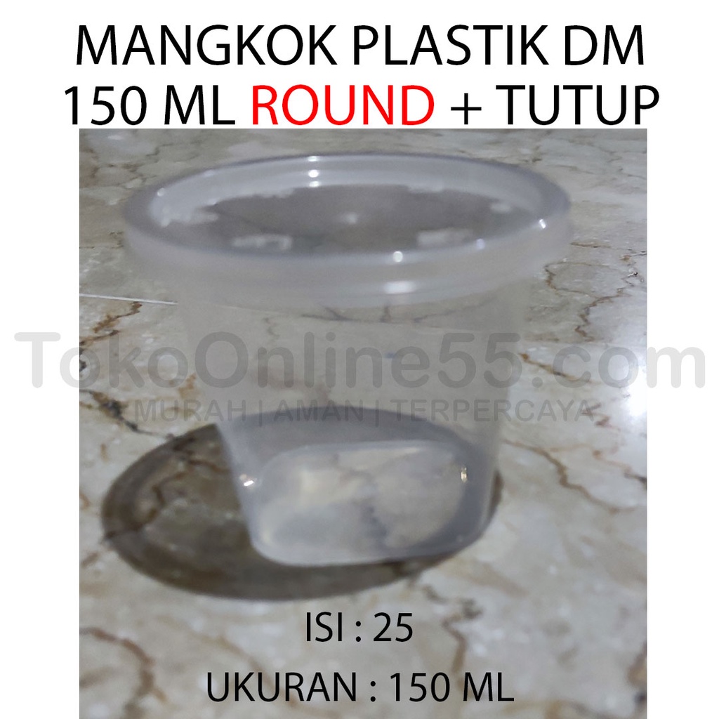Mangkok Plastik 150 ml ROUND Tempat Makan Plastik Cup Sambal Saos Cabe + Tutup