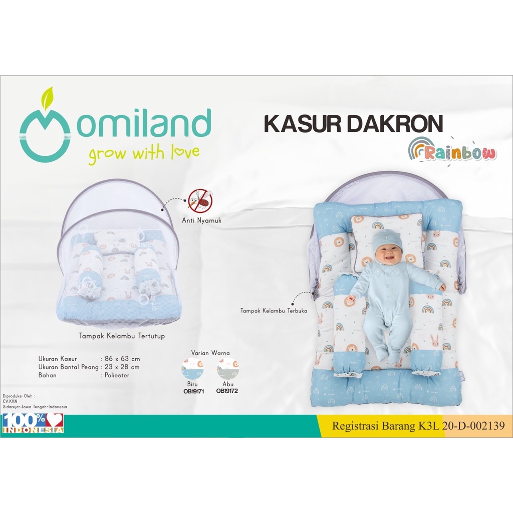 [2 kg] Omiland Kasur Lipat Bayi Dakron + Kelambu Rainbow Series - OB19171-2