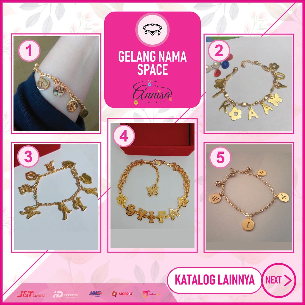 Gelang Nama Pisah Grafir Mata