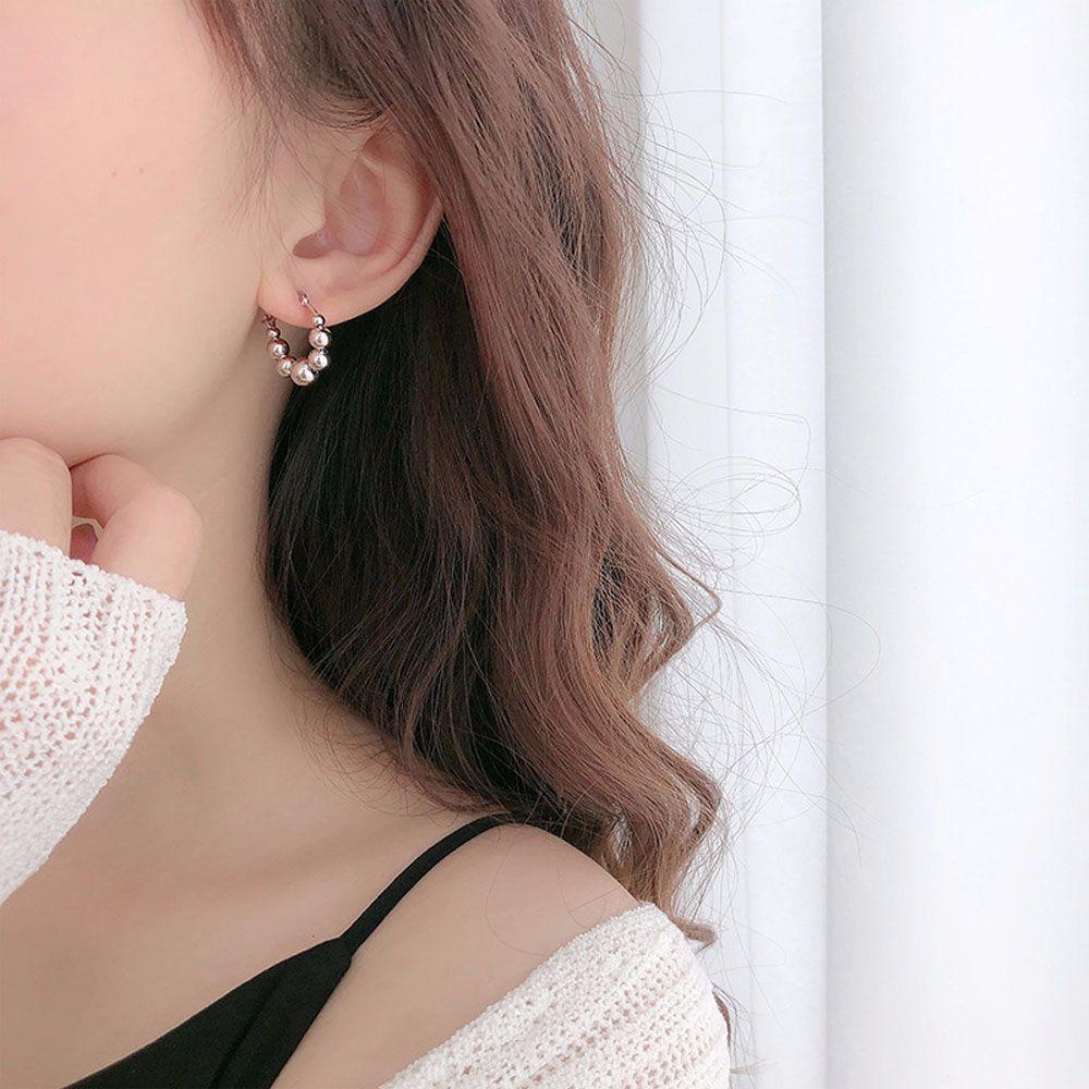 Needway Hoop Earring Hadiah French Gold Color Korea Warna Perak Alloy Ear Stud