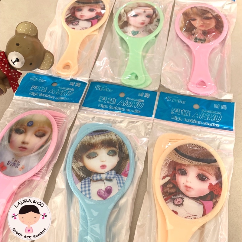 Cermin kaca sisir 6pc doll Lol grosir lusinan