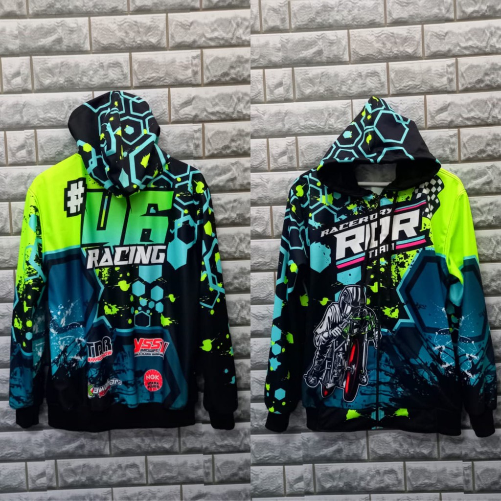 Jaket Racerdry Original Racing Dewasa Motif Ijo Stabilo/Jaket Racing Hell