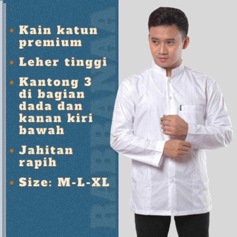 Baju Koko Habaib Putih Polos Lengan Panjang  Baju Koko Haibah Model Ammu