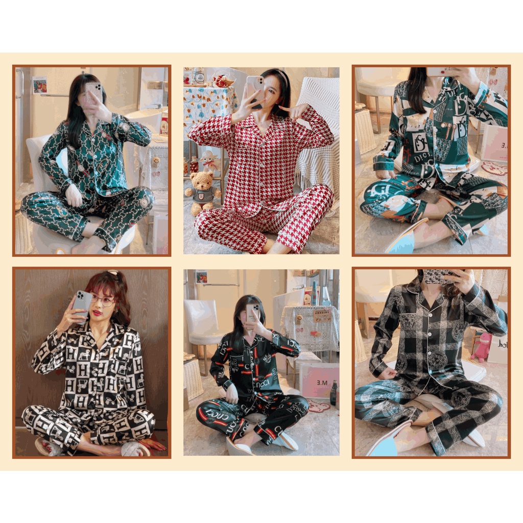 (READY STOK) PiyamaCity 40 Motif - [P07/PX07] - Piyama Satin Lengan Panjang | Piyama Import Premium 