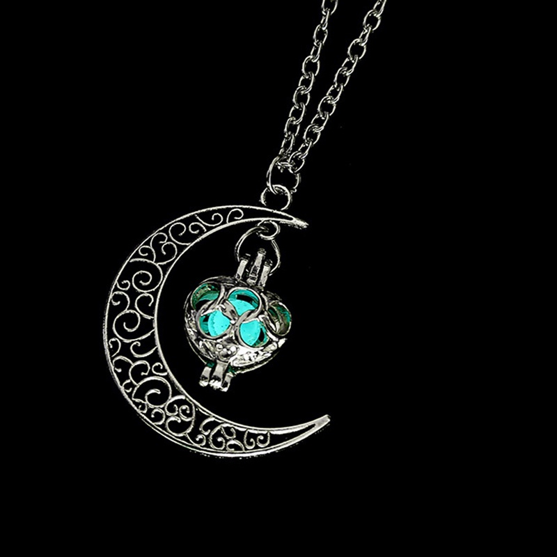 Kalung Lapis Silver Desain Naga Luminous Glow In The Dark Untuk Pria Dan Wanita