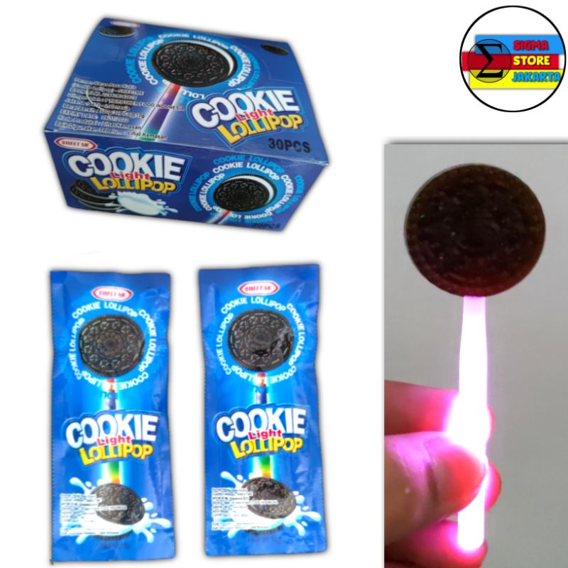 Permen Lolipop Kukis 1 Pack Isi 30 Pcs - Permen Jadul Lightstick Cookie Lollipop