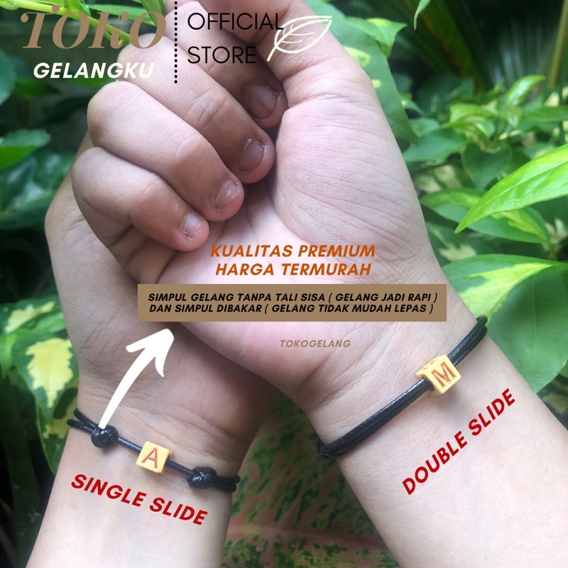 (A-Z) GELANG DADU KOTAK COKLAT / Gelang Inisial Huruf / Gelang Pria Wanita Untuk couple  / Gelang tali waterproof hits viral