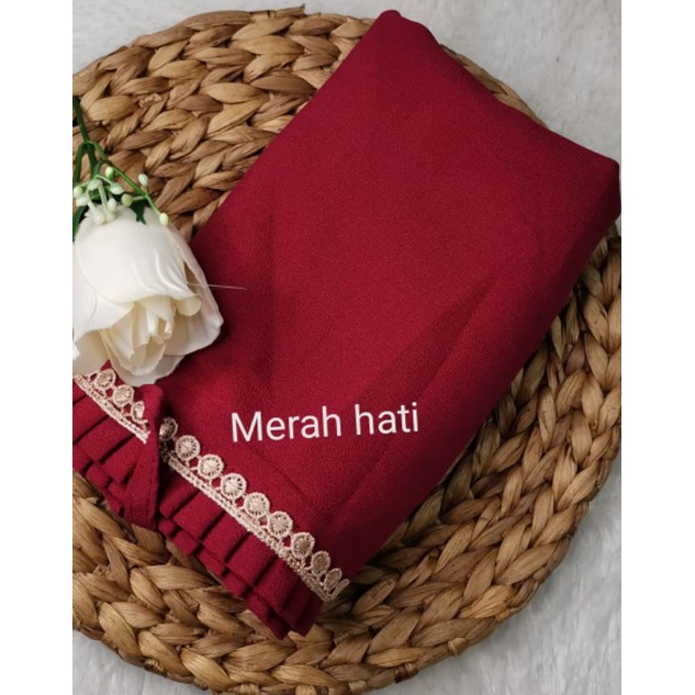 BERGO MARYAM KCB-LIPIT RENDA/AL'FADANI HIJAB-Merah hati