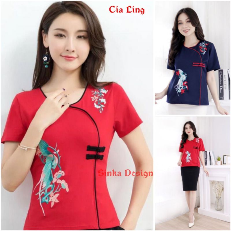 Atasan Sincia Imlek Blouse Cheongsam Wanita