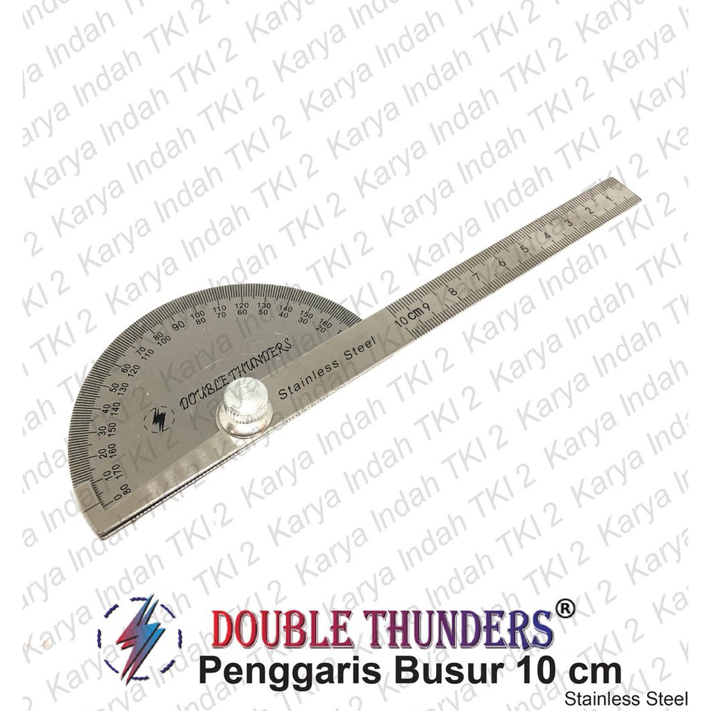 

Penggaris Busur Derajat DOUBLE THUNDERS Stainless 100 mm Pengukur Sudut 10 cm