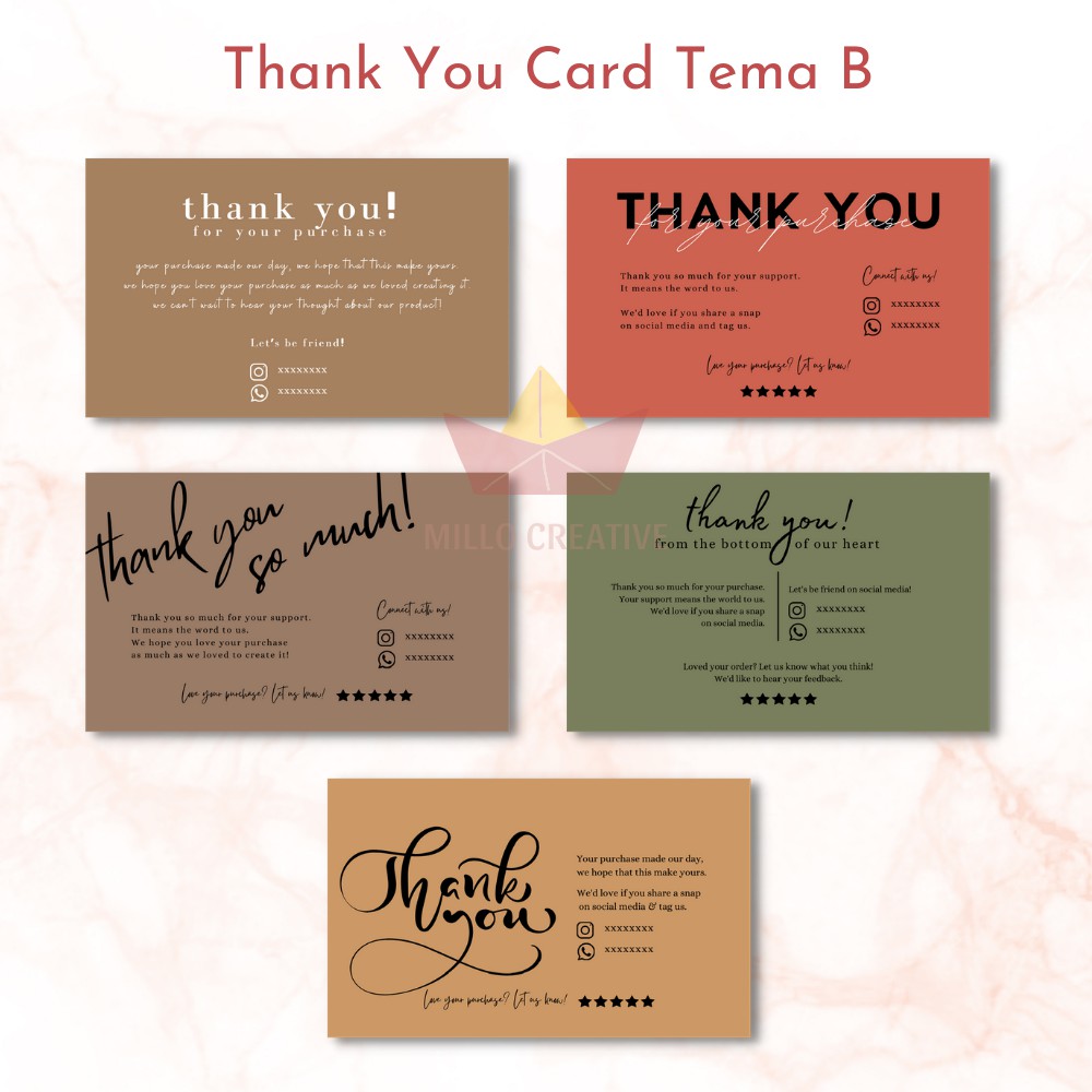 Jual Thank You Card Thank You Card Custom Kartu Ucapan Tema B Shopee Indonesia 3194