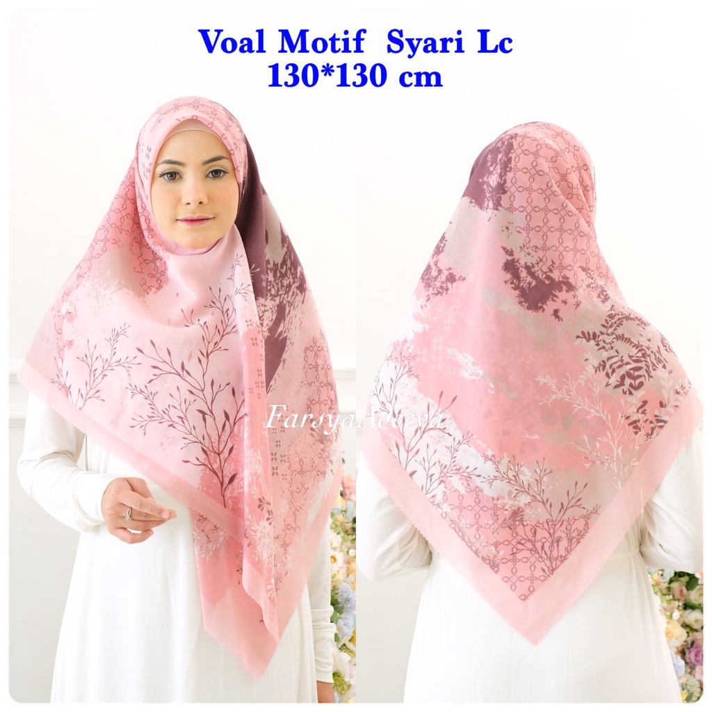 SERAGAM | New Hijab | 130 x 130 |Jilbab Segi Empat Syari Motif LC | Farsya Adeeva Voal Motif Syari L