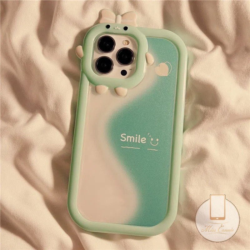Casing Smile Splicing Hijau Gelombang Untuk Samsung A14 A03s A04 A04E A53 A12 A50s A32 A13 A03 A52 A50 A04s A30s A22 A51 A23 A52s A31 A21s A73 A02s A11 A71 A53 Lensa Monster Kecil Soft Case