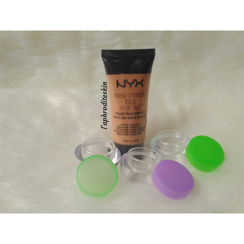 NYX FOUNDATION STAY MATTE BUT NOT FLAT LIQUID SHARE IN JAR BOTTLE PIPET
