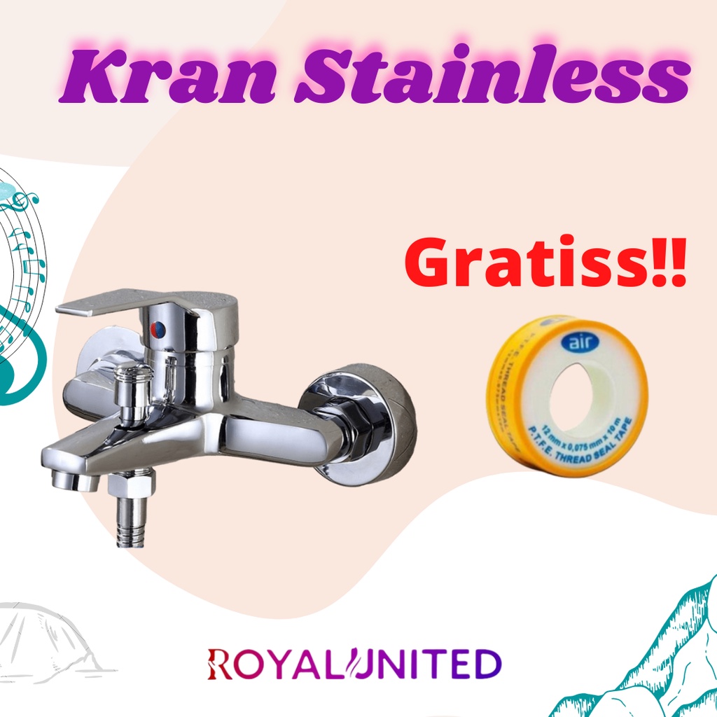 KRAN BATHUP MIXER 2 CABANG PENGATUR SUHU STAINLESS KUNINGAN TEBAL