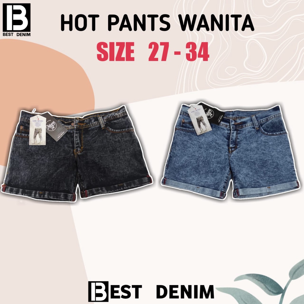 Celana Hot Pants jeans Wanita Snow Black / Snow Blue Terlaris Termurah