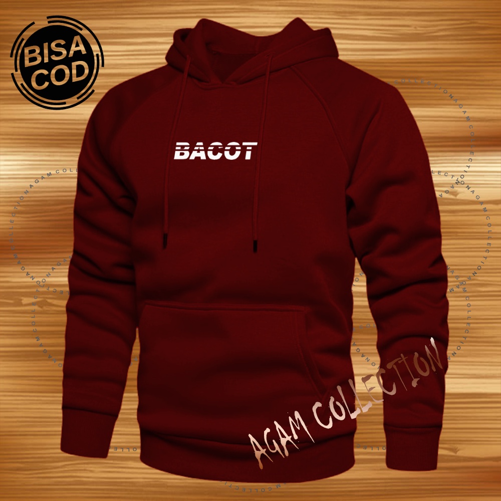 Agam collection Sweater Hoodie Distro Bacot Premium Text Putih Pria Wanita Big Size