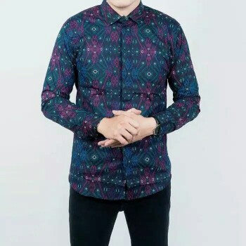 Kemeja Batik Pria Lengan Panjang Motif  Songket Green Snow Hijau Slimfit Stretch Batik Modern
