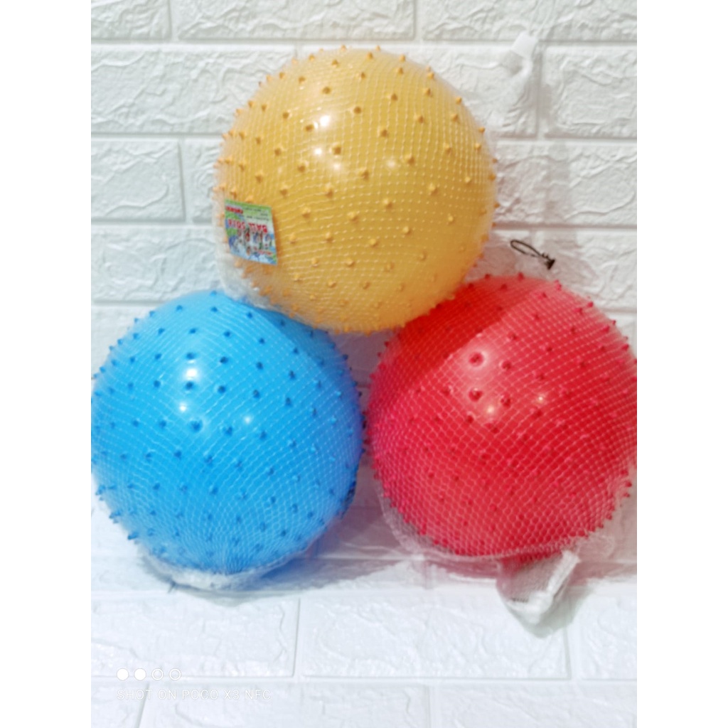 MAINAN ANAK BOLA DURI KARET 30CM TERMURAH / MAINAN BOLA WARNA WARNI