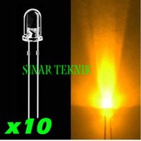 x10 LED Putih = Kuning 5mm Super Bright Led Senter Yellow DC 2,1v  ISI 10 BUAH