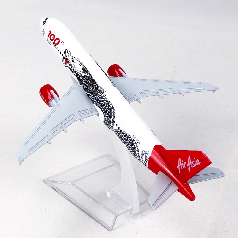 Model Pesawat Terbang Asia White Dragon A320 Bahan Metal Die-cast Malaysia Airbus 320 Ukuran 16CM