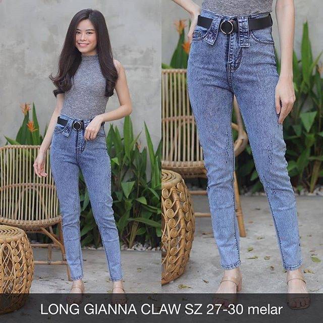Celana Jeans Wanita Long Gianna Claw Stretch Skinny Ripped Melar HW High Waist Sobek