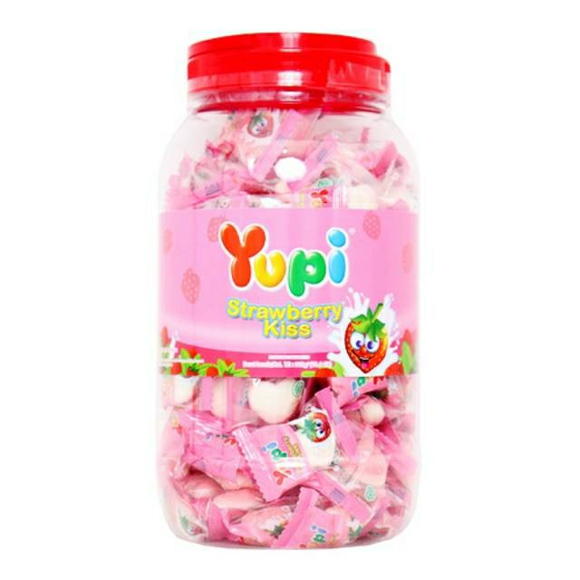 

permen YUPI STRAWBERRY KISS Toples 300 gr