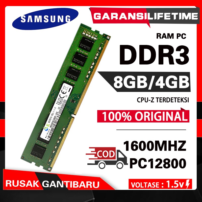 RAM / MEMORY SAMSUNG PC DDR3 4GB DDR3 8GB 1600MHZ/PC12800 DDR3 4GB 1333MHZ/PC10600