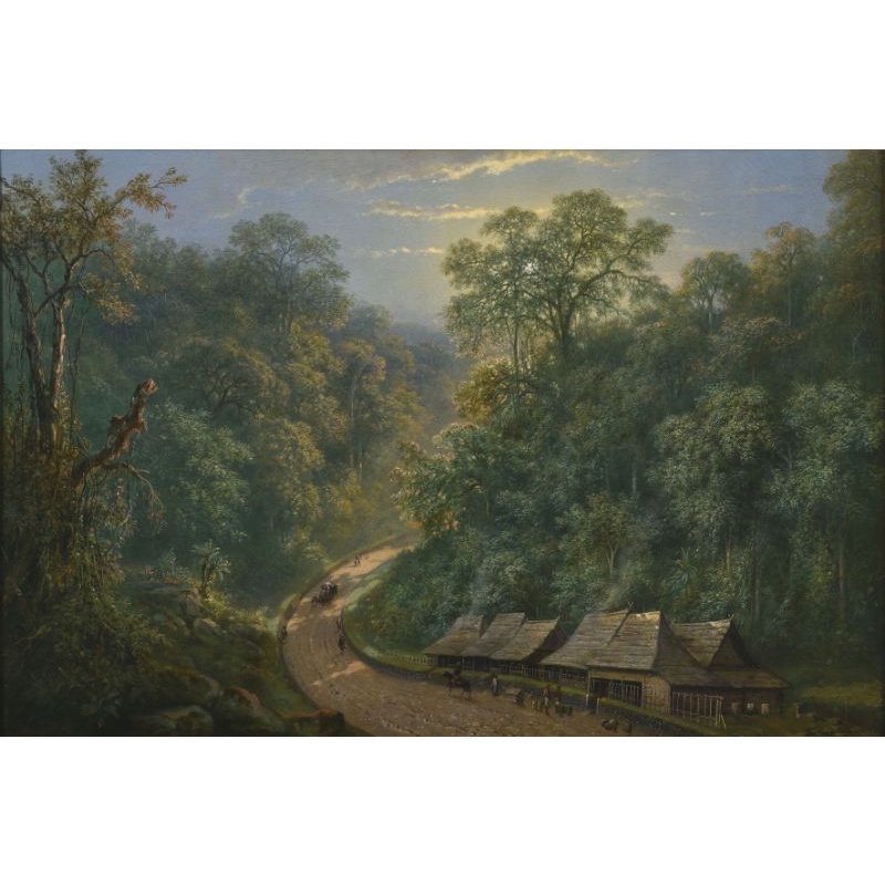 Lukisan Raden Saleh Mail Station At The Bottom of Mount Megamendung Painting