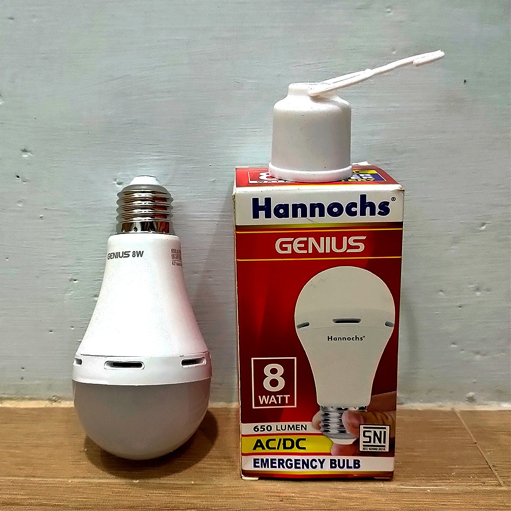 HANNOCHS LAMPU LED GENIUS EMERGENCY AC DC 6W 8W 10W 12W 15W PUTIH