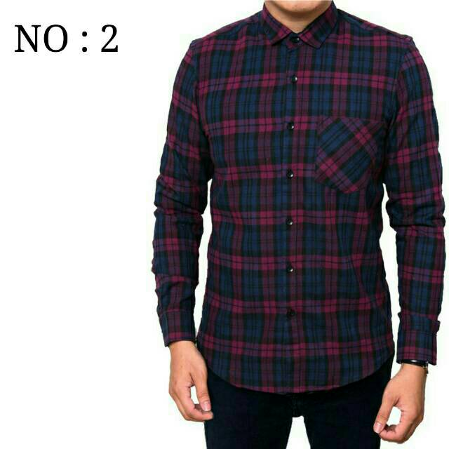 KEMEJA FLANELL MODERN PANJANG WARNA BLACK MAROON KEMEJA ANAK MUDA KEKINIAN