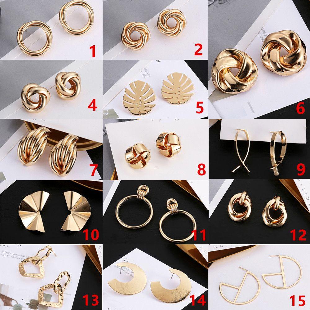 R-bunga Menjuntai Drop Anting Elegan Warna Emas Wanita Gadis Hadiah Cincin Telinga