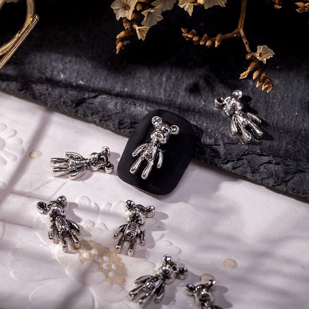 Mxbeauty Ornamen Kuku Bentuk Kartun Beruang Bahan Metal Gaya Jepang Retro Untuk Nail Art