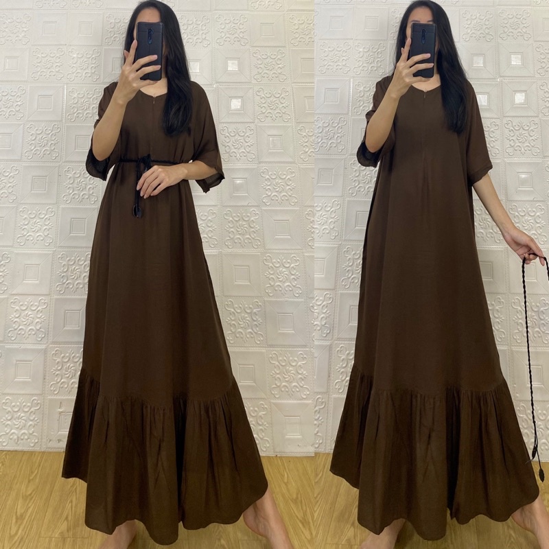 daster MONA tangan 3/4 PB 130cm /daster panjang rempel tangan 3/4  JUMBO premium sleting /busui/rempel tangan 3/4/ tangan pendek/ tali grosir ecer SEMATA KAKI RAYON-CK