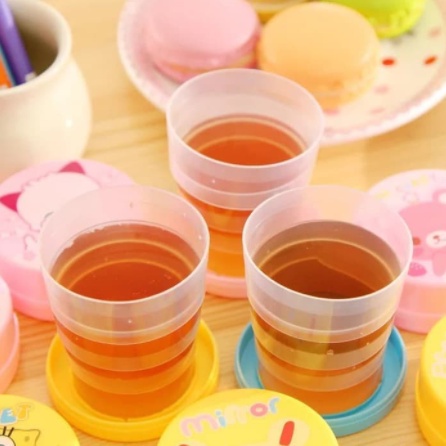 [ BISA COD ] GELAS LIPAT ANAK MINI PLASTIK LUCU PORTBALE TRAVEL TELESCOPIC CUP PLASTIC [MAMA HOUSE]