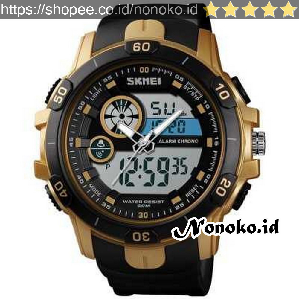 (Sale) Jam Tangan Kasual Digital Analog Pria SKMEI - 1428 Gold