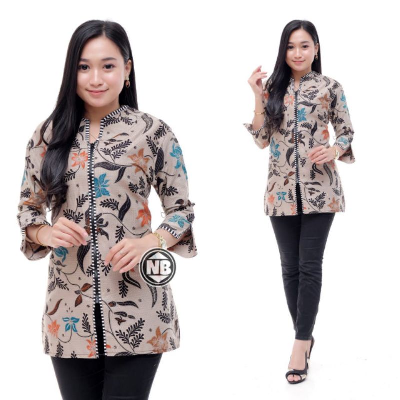 ATASAN BATIK WANITA MODERN ASJ SA HRB026 MONALISA GENES BLOUSE-No6