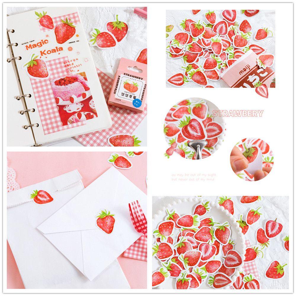 Preva Stiker Strawberry New DIY Perlengkapan Sekolah Isi 45pcs/Box