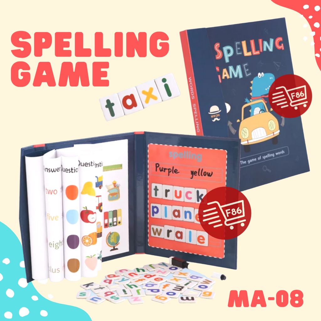 F86 Paket Mainan Edukasi Anak - Spelling Game Book - Wipe Clean Book