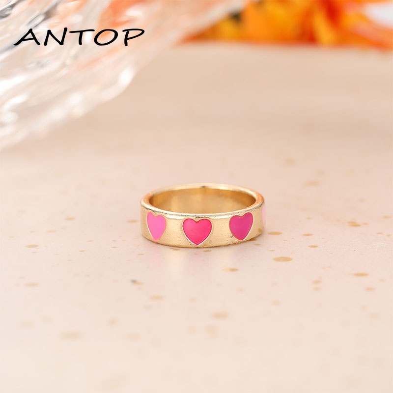 Fashion Sederhana Macarons Bohemian Kartun Cincin Cinta Smiley Bunga Bintang Seri Cincin Pasangan ANTOP