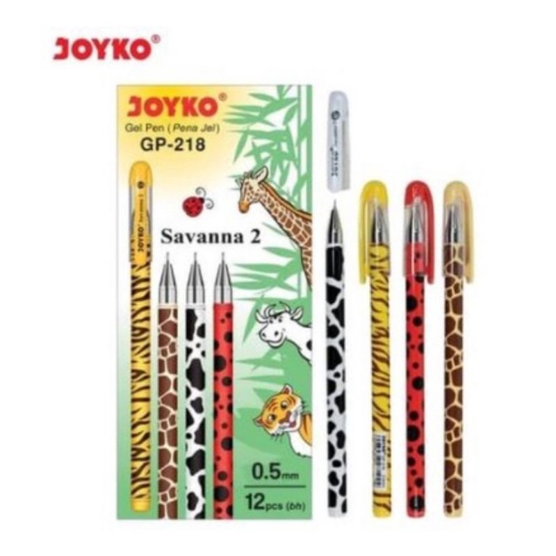 

(12 pcs) pulpen/pen/pena/pulpen gel Joyko 0.5mm savanna 2 Hewan GP218