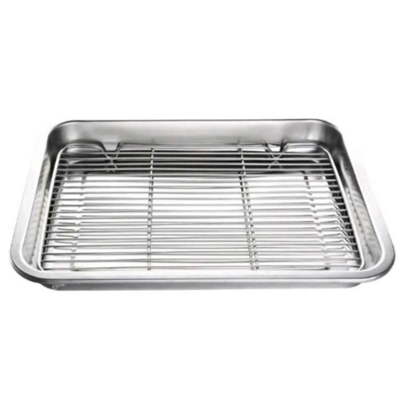 cooling rack dan wadah tirisan minyak stainless/nampan stainless steel