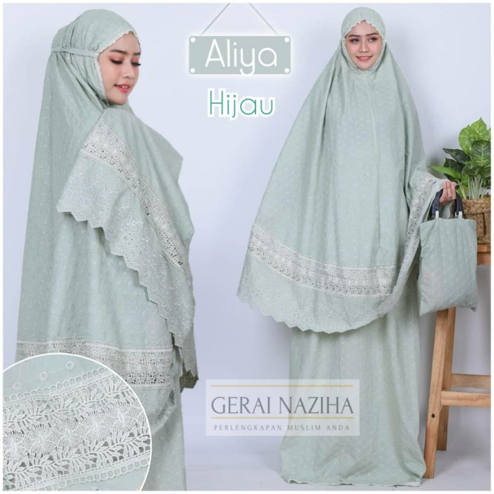 MUKENA- MUKENA DEWASA KATUN PARIS BINTIK BORDIR TIMBUL BULAT RENDA KERANCANG - BROKEN WHITE -MUKENA.