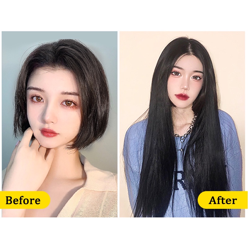 Wig / Rambut Palsu Sambung Model Panjang Lurus Untuk Wanita