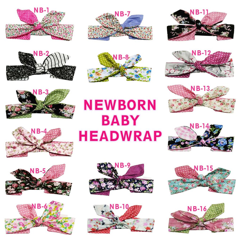 NB Bandana Bayi BABY HEADWRAP POLOS Head wrap bayi newborn Head Band headband tali kepala pita rambut new born hw merah pink putih kuning hijau ungu orange biru fanta