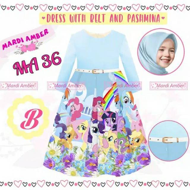 Dress gamis anak remaja import ready stock kuda pony