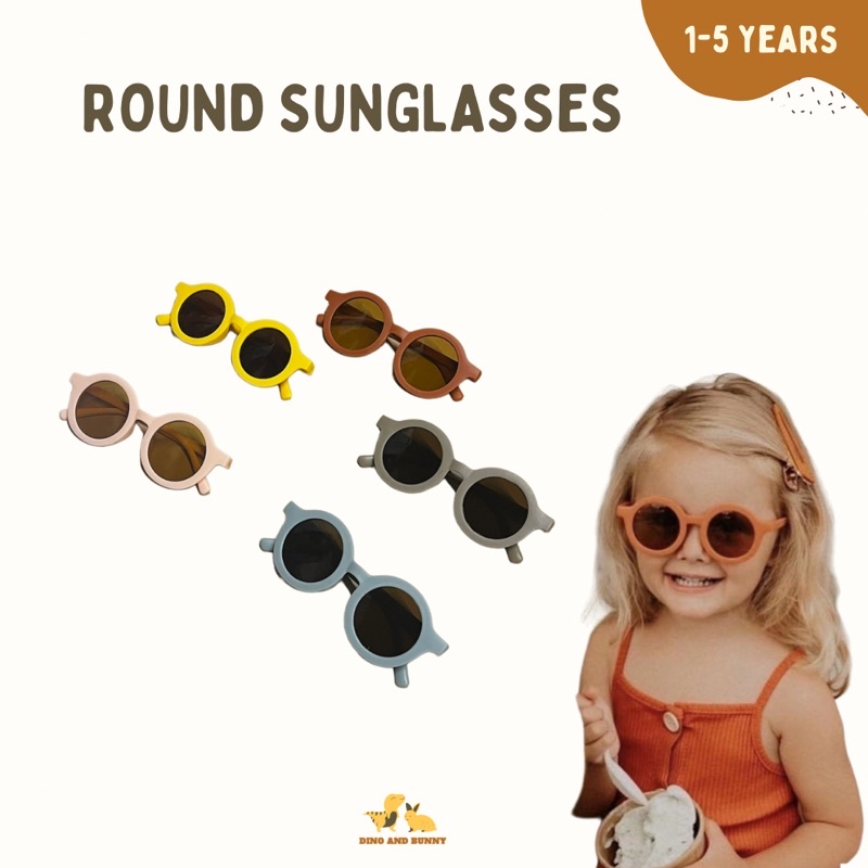 DINOANDBUNNY - Round Sunglasses - Kaca Mata Anak Lingkaran Bulat Usia 1 - 5 Tahun