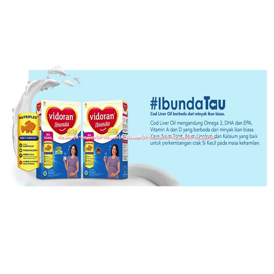 Vidoran Ibunda Milk Susu Ibu Hamil 350gr Rasa Coklat Kacang Hijau Mengandung Minyak Hati Ikan Kod